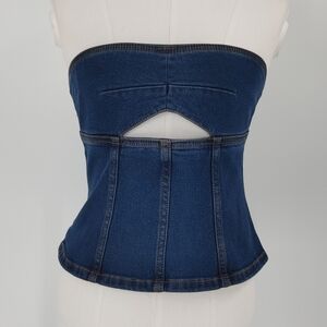 ALEXACHUNG Denim Strapless Bustier
